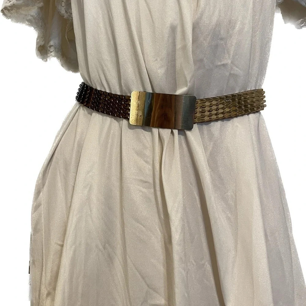 women’s belt medium large XL 27” - 42” Vintage metal gold stretch statement